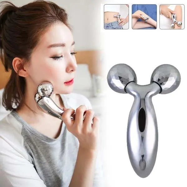 ✨💆 3D Face Massager Roller 🌸 360° Y-Shape Lifting Tool 💖 | Helps Firm Skin & Relax Face & Body ✨ | NM-091 | Random Color 🎨