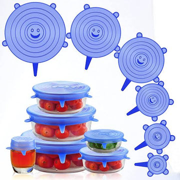 🍲✨ 6PCS Silicone Spill Stopper Lid Set 🧼 Universal Suction Covers for Bowls & Pans 🍳 | Prevents Overflow & Keeps Kitchen Clean 💧🔥