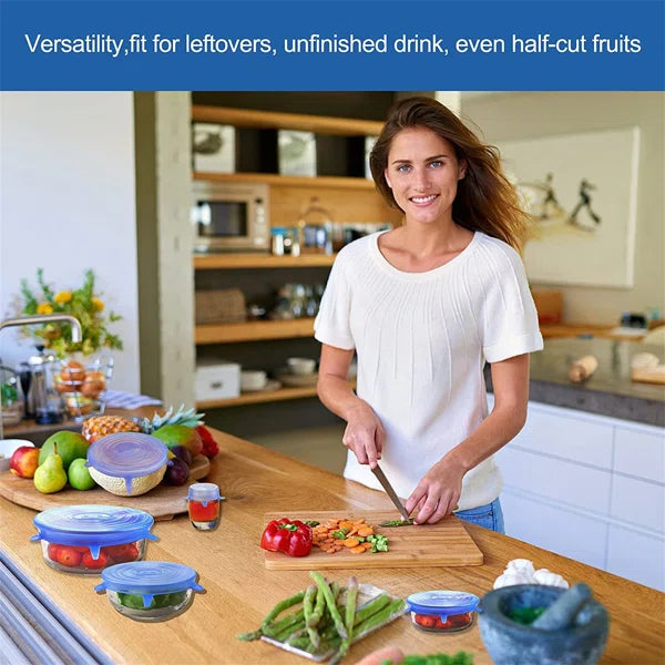 🍲✨ 6PCS Silicone Spill Stopper Lid Set 🧼 Universal Suction Covers for Bowls & Pans 🍳 | Prevents Overflow & Keeps Kitchen Clean 💧🔥
