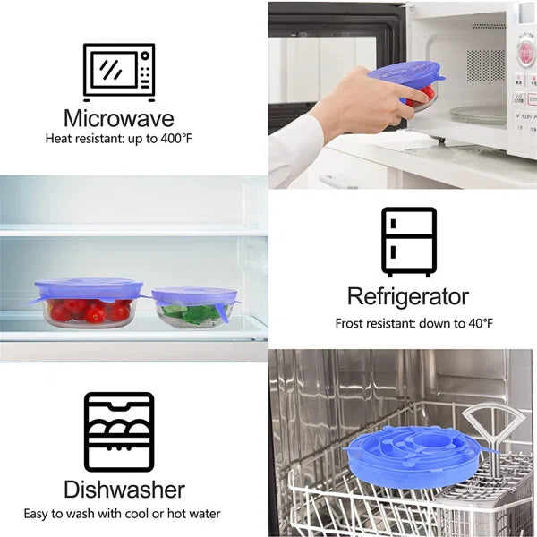 🍲✨ 6PCS Silicone Spill Stopper Lid Set 🧼 Universal Suction Covers for Bowls & Pans 🍳 | Prevents Overflow & Keeps Kitchen Clean 💧🔥