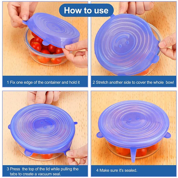 🍲✨ 6PCS Silicone Spill Stopper Lid Set 🧼 Universal Suction Covers for Bowls & Pans 🍳 | Prevents Overflow & Keeps Kitchen Clean 💧🔥