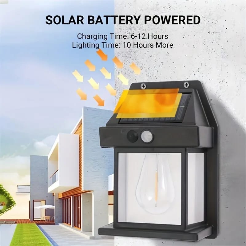 ☀️💡 Solar Wall Light with Motion Sensor 🚶‍♂️ Tungsten Bulb Outdoor Lamp ✨ | Weatherproof 🌧️, Energy Saving 🔋 & Easy Installation 🔧