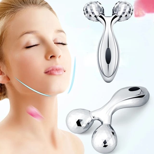 ✨💆 3D Face Massager Roller 🌸 360° Y-Shape Lifting Tool 💖 | Helps Firm Skin & Relax Face & Body ✨ | NM-091 | Random Color 🎨