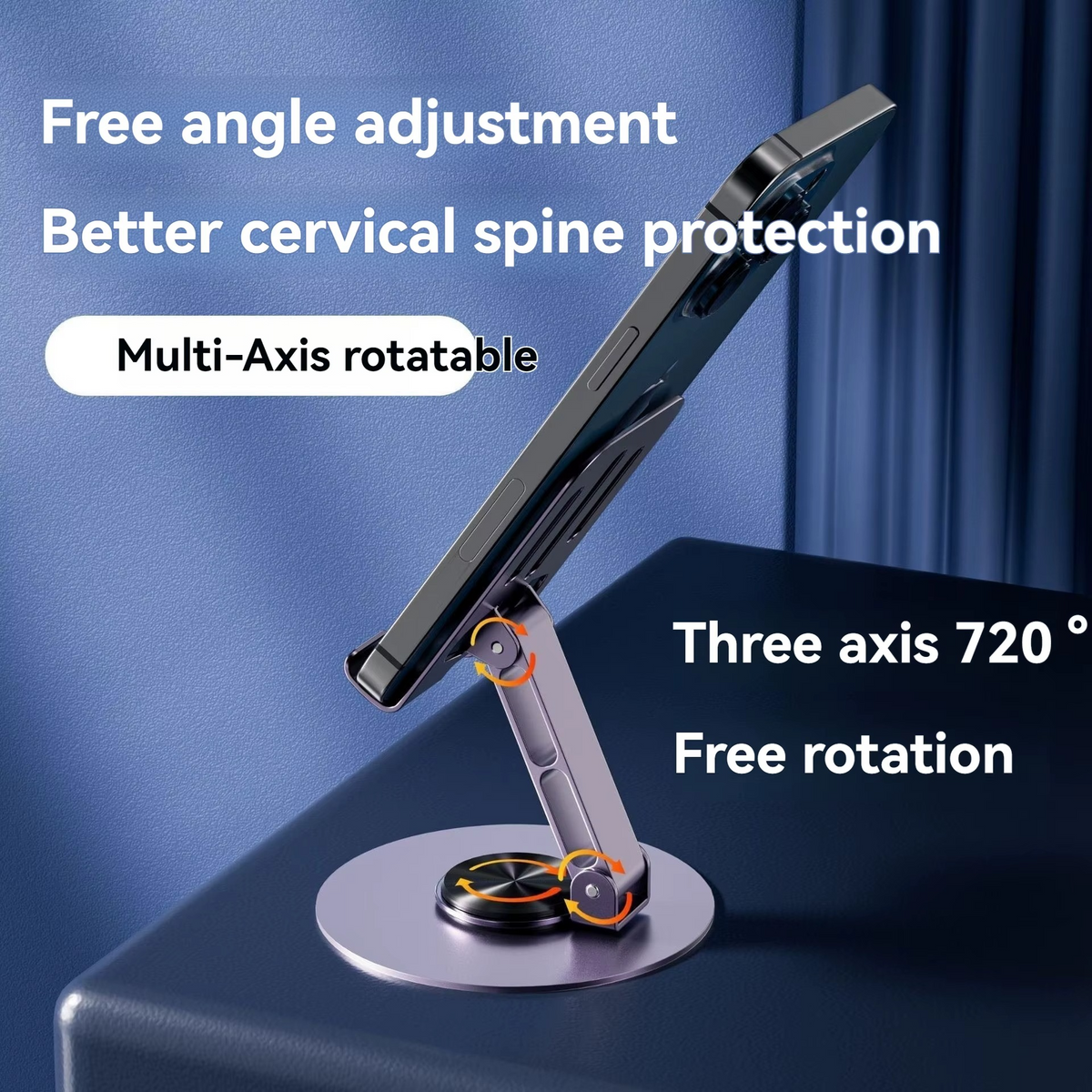 Mobile Stand - Mobile Phone Holder Broadcast Mobile Phone Holder 360 Degree Rotation Adjustment Folding Lazy Tablet Desktop Mobile Phone Holder - Stainless Steel - Random Color