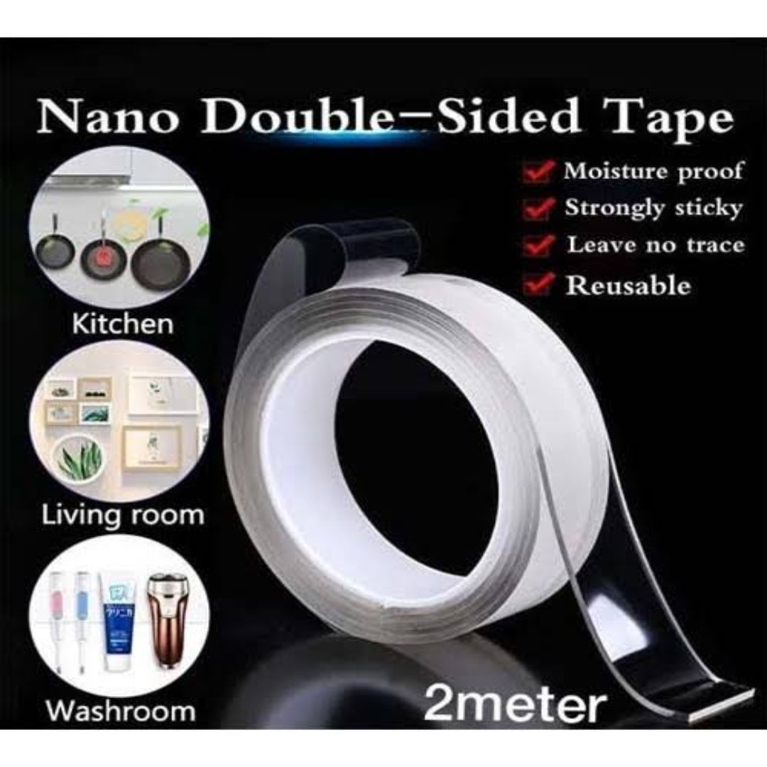 🧲✨ Nano Double-Sided Tape (3 Meters) – 💧 Washable, 🔄 Reusable & 💪 Strong Adhesive for Multi-Purpose Use 🏠🛠️ – Versatile Tape for Home 🏡, Office 🏢 & DIY Projects 🎯