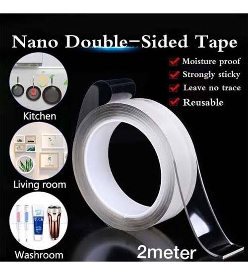 Nano Double-Sided Tape (2 Meters) – Washable, Reusable, and Strong Adhesive for Multi-Purpose Use – Versatile Tape for Home, Office, and DIY Projects
