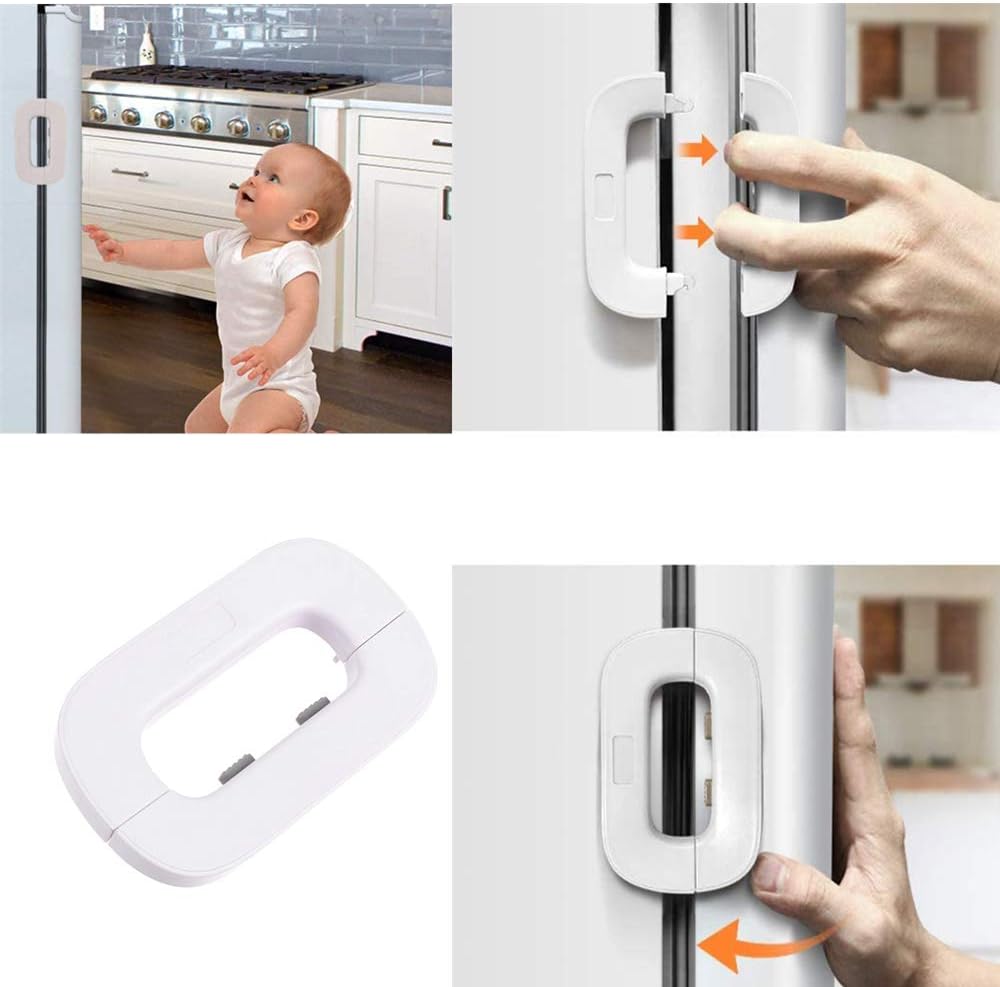 🔒👶 Child Safety Refrigerator Lock ✨ Self-Adhesive Fridge & Freezer Door Lock 🧊🚪 | Double Safety Button 🔐 | Easy One-Hand Operation 👍