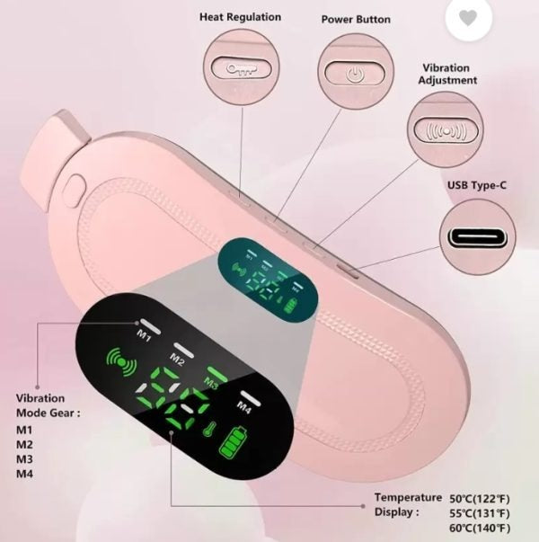 Cramp Relief Belt -Portable Menstrual Heating Pad, Heated Belly Belt For Menstrual Cramp Relief With 3 Heat Levels And 4 Modes, Electric Belt Massage For Women And Girls
