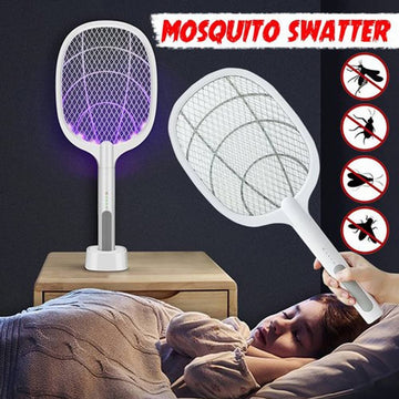 🦟⚡ USB Rechargeable Mosquito Racket Electric Insect Killer Bat with Stand 🔋 | For Indoor & Outdoor Use 🏠