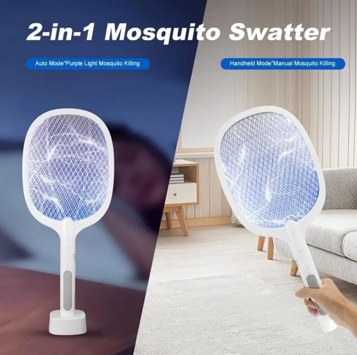 🦟⚡ USB Rechargeable Mosquito Racket Electric Insect Killer Bat with Stand 🔋 | For Indoor & Outdoor Use 🏠