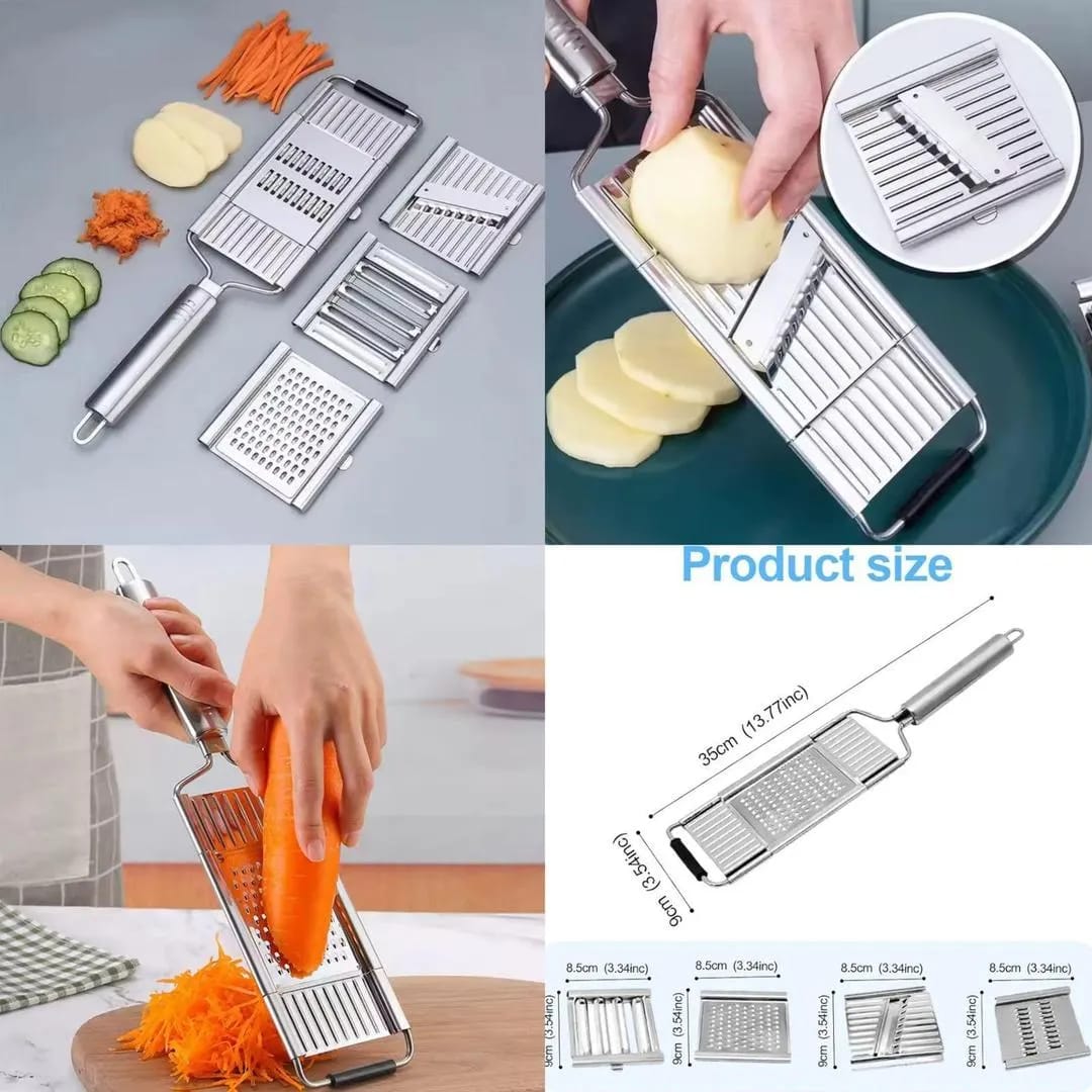 🥕🔪 5-in-1 Multi-Functional Vegetable Slicer & Grater – 🧑‍🍳 Adjustable Mandoline Cutter 🍅✨