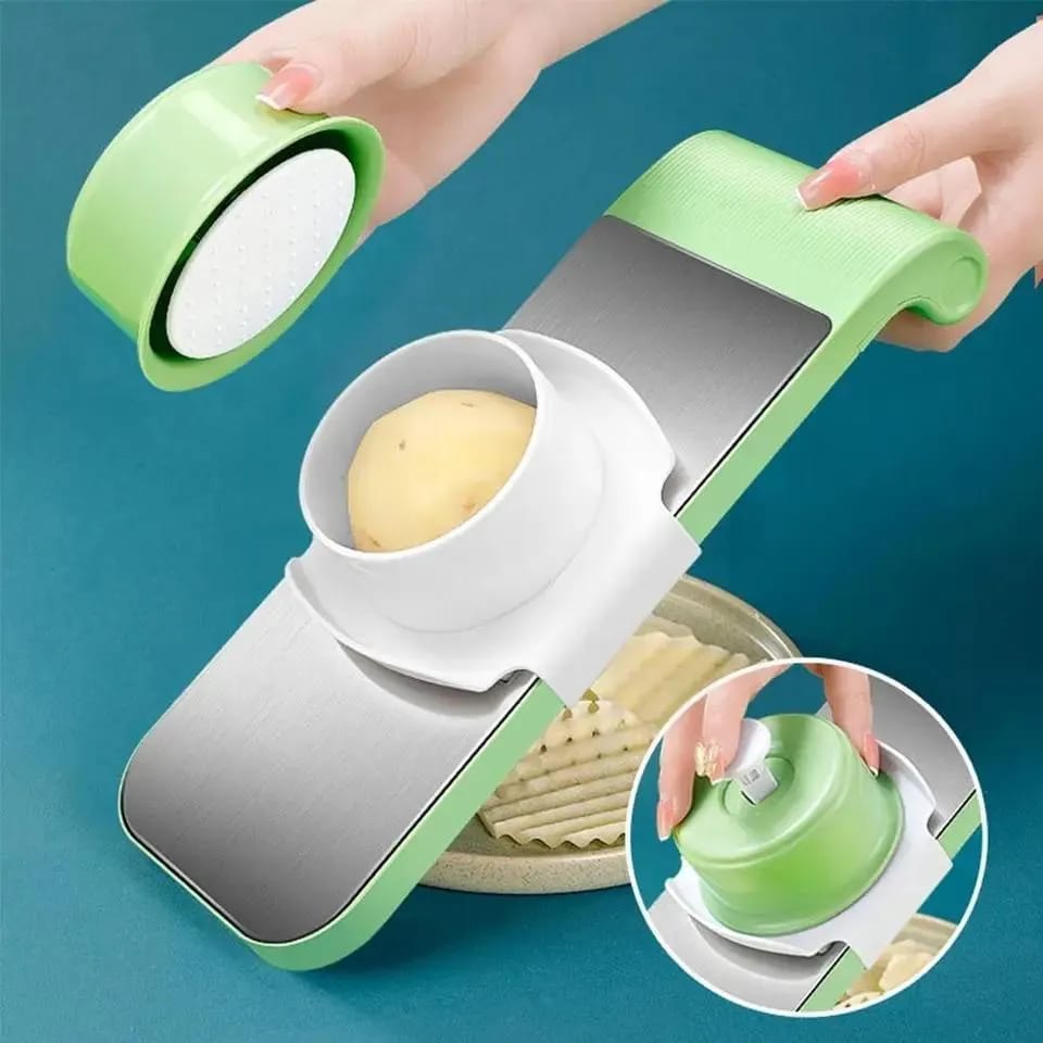 🥕🔪 5-in-1 Multi-Functional Vegetable Slicer & Grater – 🧑‍🍳 Adjustable Mandoline Cutter 🍅✨