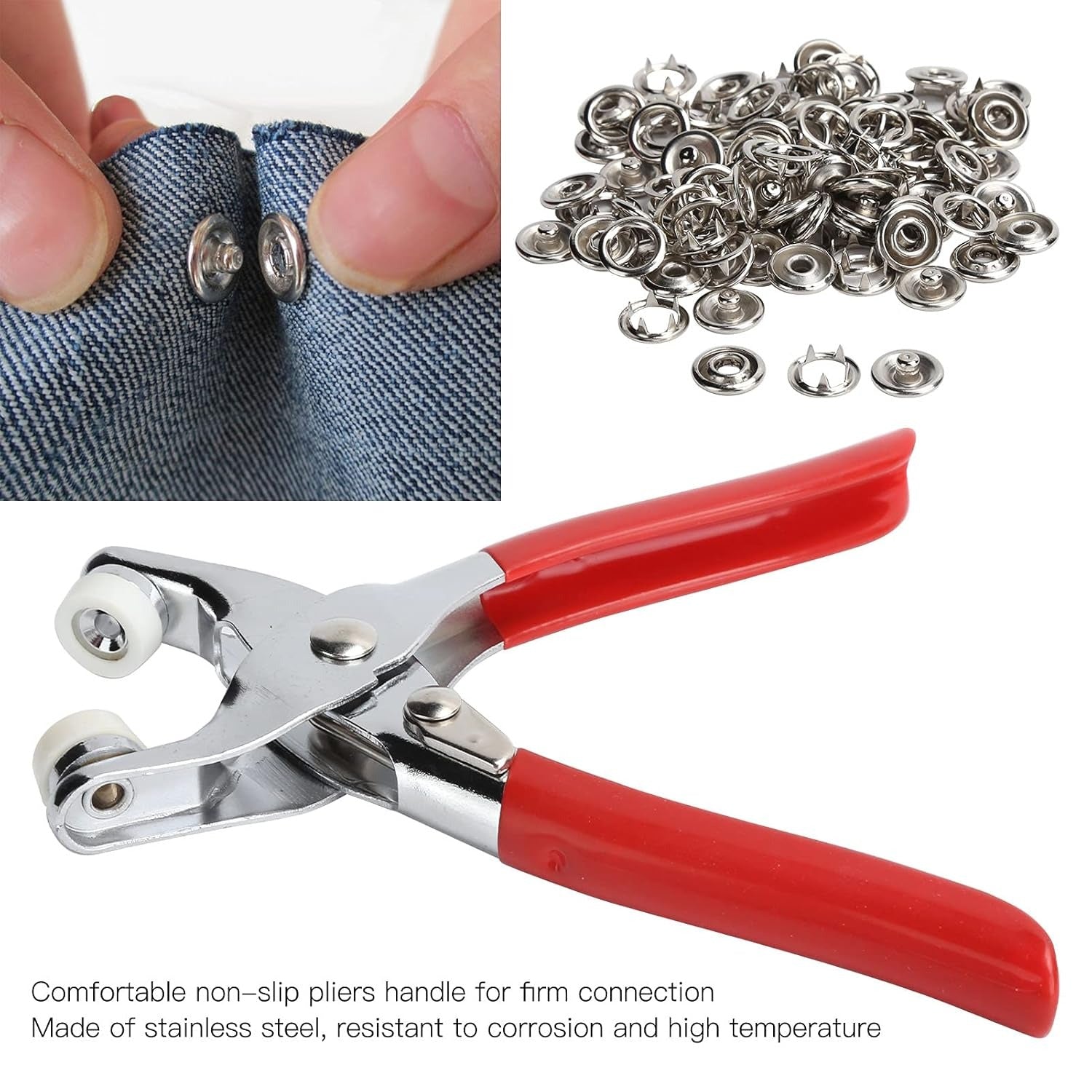 🔧✨ Hand Press Button Plier Set 50 Tich Snap Buttons Included 🧵 | DIY Press Tool with Lock for Easy Fixing