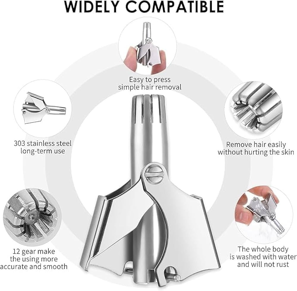 ✨👃 Mini Portable Nose Hair Trimmer 🪒Premium Stainless Steel Grooming Tool 🪒Easy & Comfortable Use for Men & Women 💖