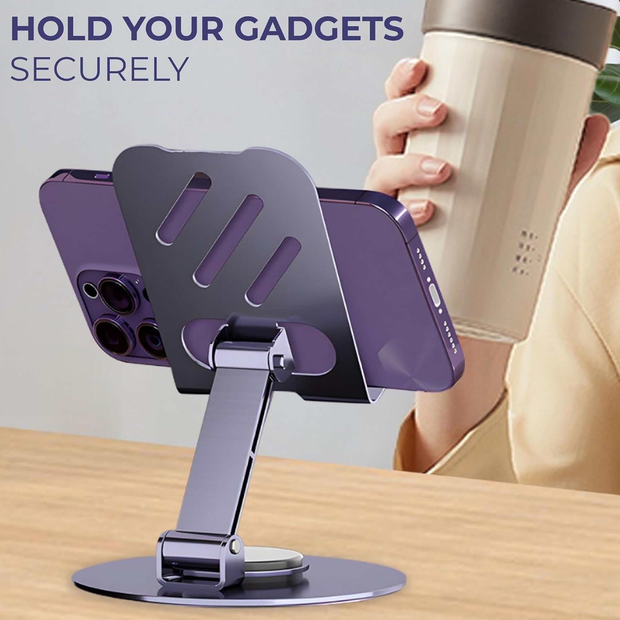 📱✨ 360° Rotating Mobile & Tablet Stand 🔄 Foldable Lazy Phone Holder 💻 | Adjustable Desktop Stand for Watching, Study & Live Streaming 🎥🔥 | Random Color 🎨
