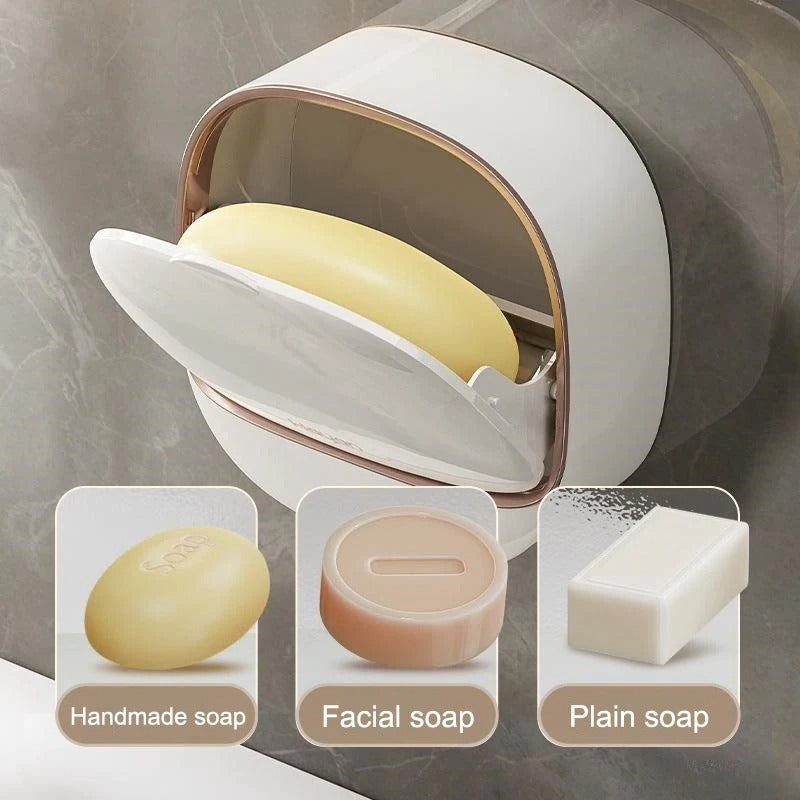 🚿🧼 Premium Wall Mounted Soap Box ✨Punch-Free Luxury Soap CaseEasy Cleaning & Water Drain Design 💧✨| Easy to Install – No Drilling Needed 🔧❌ | Random Colour 🌈