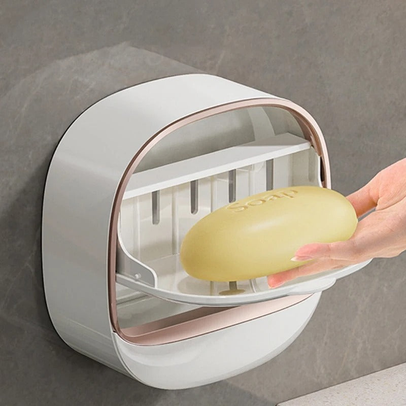 🚿🧼 Premium Wall Mounted Soap Box ✨Punch-Free Luxury Soap CaseEasy Cleaning & Water Drain Design 💧✨| Easy to Install – No Drilling Needed 🔧❌ | Random Colour 🌈