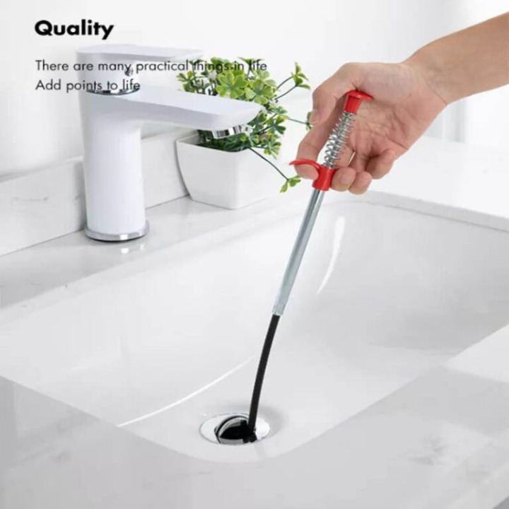 🛠️💧 Stainless Steel Sink Drain Cleaner ✨ 60cm Flexible Spring Cleaning Stick 🌀 | Easily Removes Hair & Blockages 🚰🔥