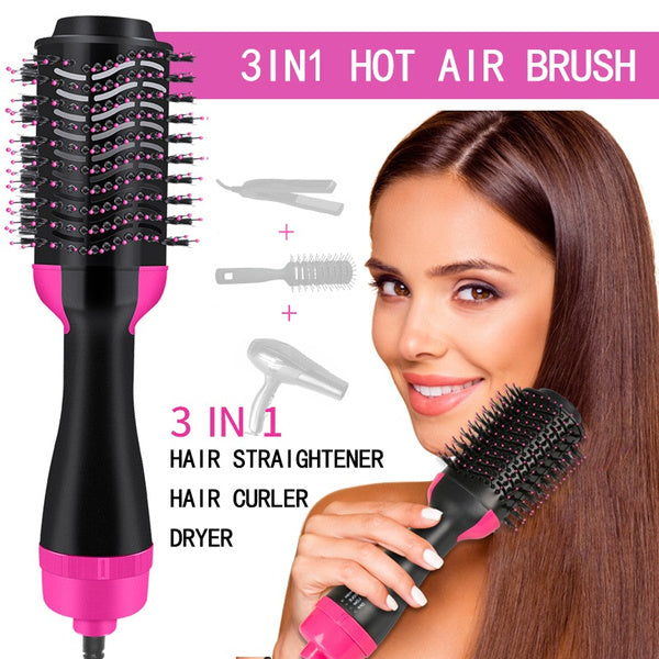 ✨💇 3-in-1 Hot Air Brush 🌸 Hair Dryer, Straightener & Curler in One 💖 | Easy Salon-Style Hair at Home 🔥✨