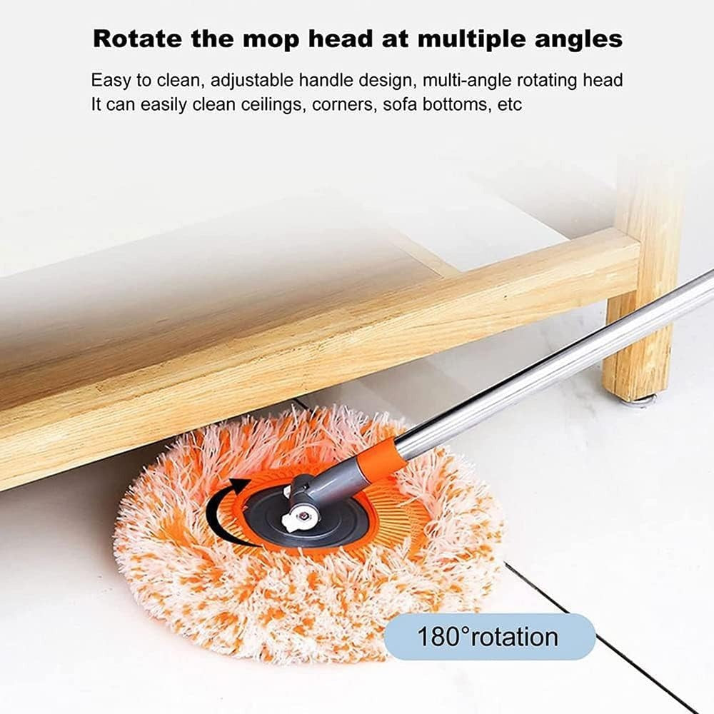 🧹✨ Long-Handle Telescopic Cleaning Mop 💧 360° Rotating Microfiber Dust Mop 🔄 | Easy Floor & Ceiling Cleaning 🏠🔥