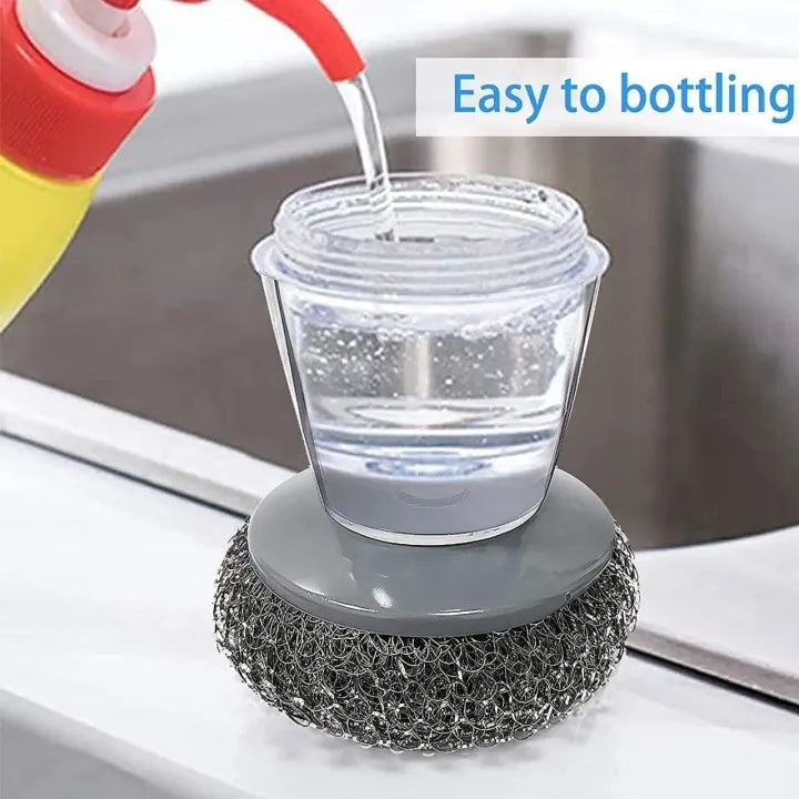 🧼✨ Kitchen Soap Dispensing Palm Brush 🍽️ Easy Press Dish Scrubber 🫧 | Non-Scratch Cleaning for Pots, Pans & Sinks 💪