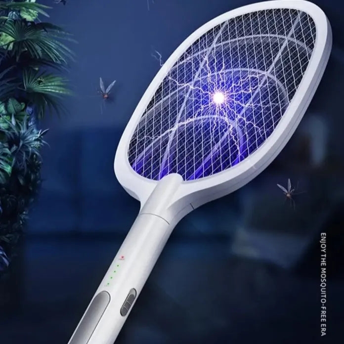 🦟⚡ USB Rechargeable Mosquito Racket Electric Insect Killer Bat with Stand 🔋 | For Indoor & Outdoor Use 🏠