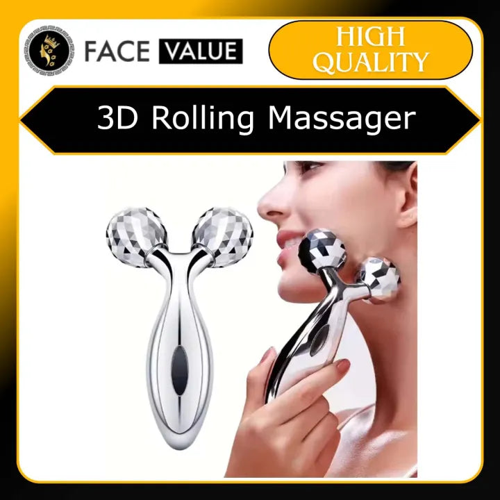 ✨💆 3D Face Massager Roller 🌸 360° Y-Shape Lifting Tool 💖 | Helps Firm Skin & Relax Face & Body ✨ | NM-091 | Random Color 🎨