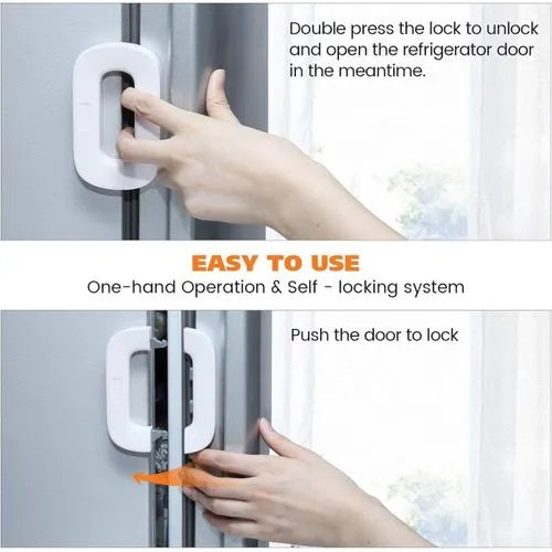 🔒👶 Child Safety Refrigerator Lock ✨ Self-Adhesive Fridge & Freezer Door Lock 🧊🚪 | Double Safety Button 🔐 | Easy One-Hand Operation 👍