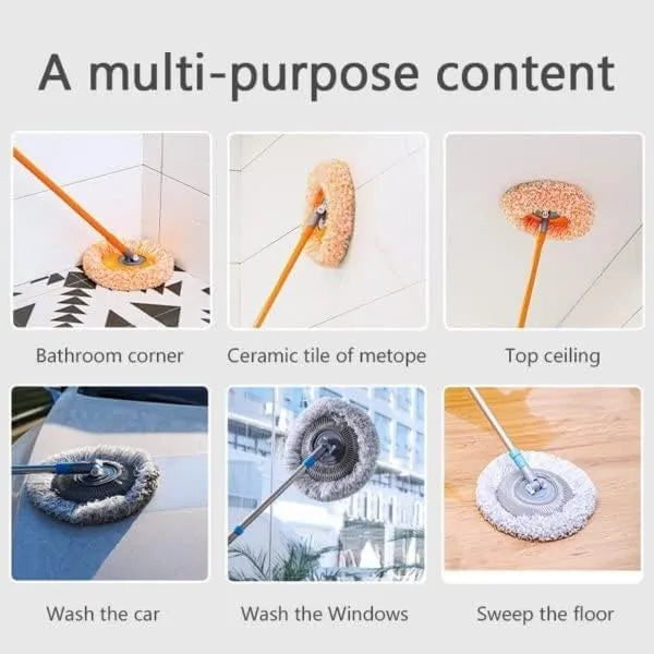 🧹✨ Long-Handle Telescopic Cleaning Mop 💧 360° Rotating Microfiber Dust Mop 🔄 | Easy Floor & Ceiling Cleaning 🏠🔥