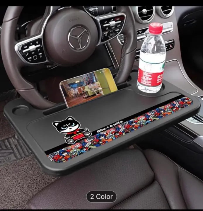 🍔💻 Multi-Purpose Car Steering Wheel Tray 🚗✨Use as Food Table, Laptop Desk & Travel WorkspaceCompact & Easy To Use 🔥  OR