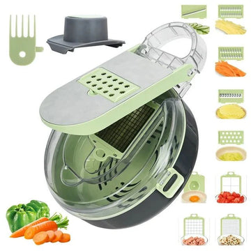 9-in-1 Vegetable Cutter with Hand Guard for Safe and Easy Food Preparation
