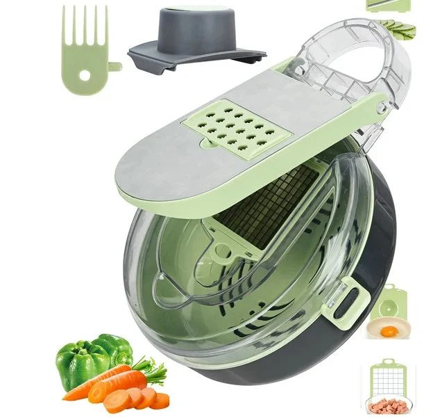 Manual Vegetable Chopper with Safety Hand Guard and Food Storage Container