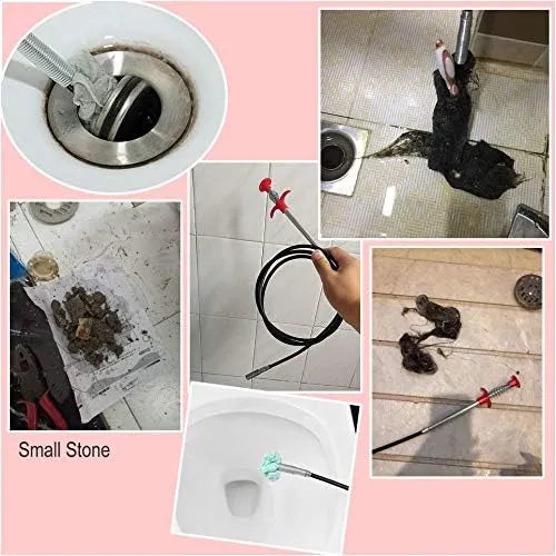 🛠️💧 Stainless Steel Sink Drain Cleaner ✨ 60cm Flexible Spring Cleaning Stick 🌀 | Easily Removes Hair & Blockages 🚰🔥