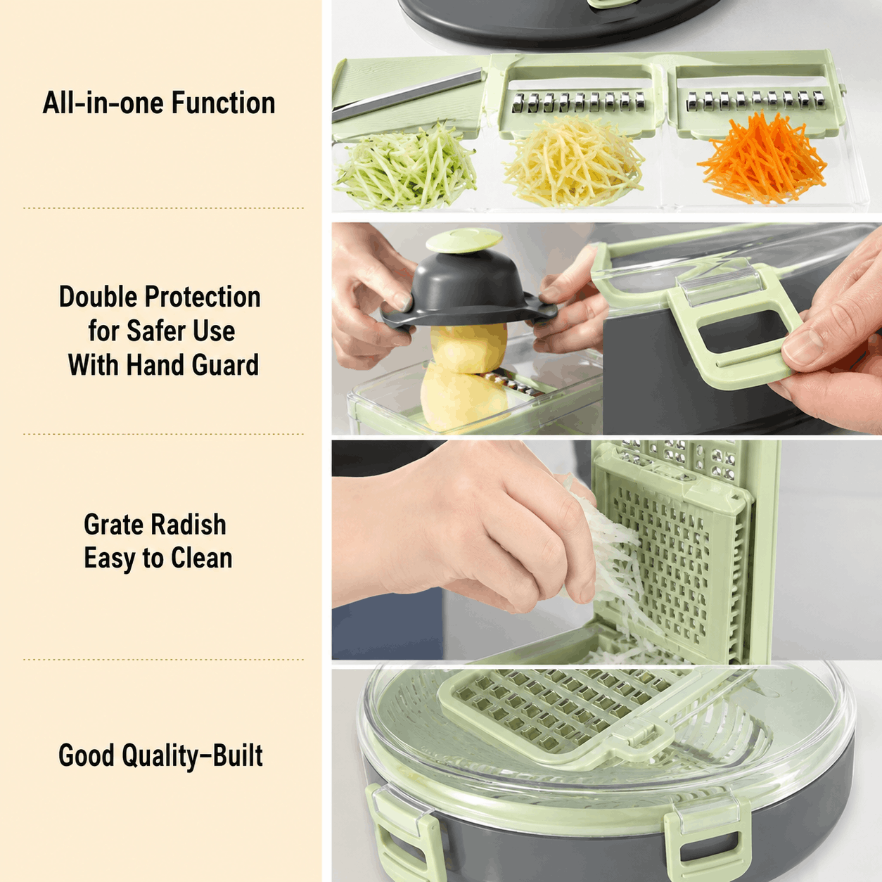 Multi-Function Vegetable Cutter for Slicing, Julienne and Grating Vegetables