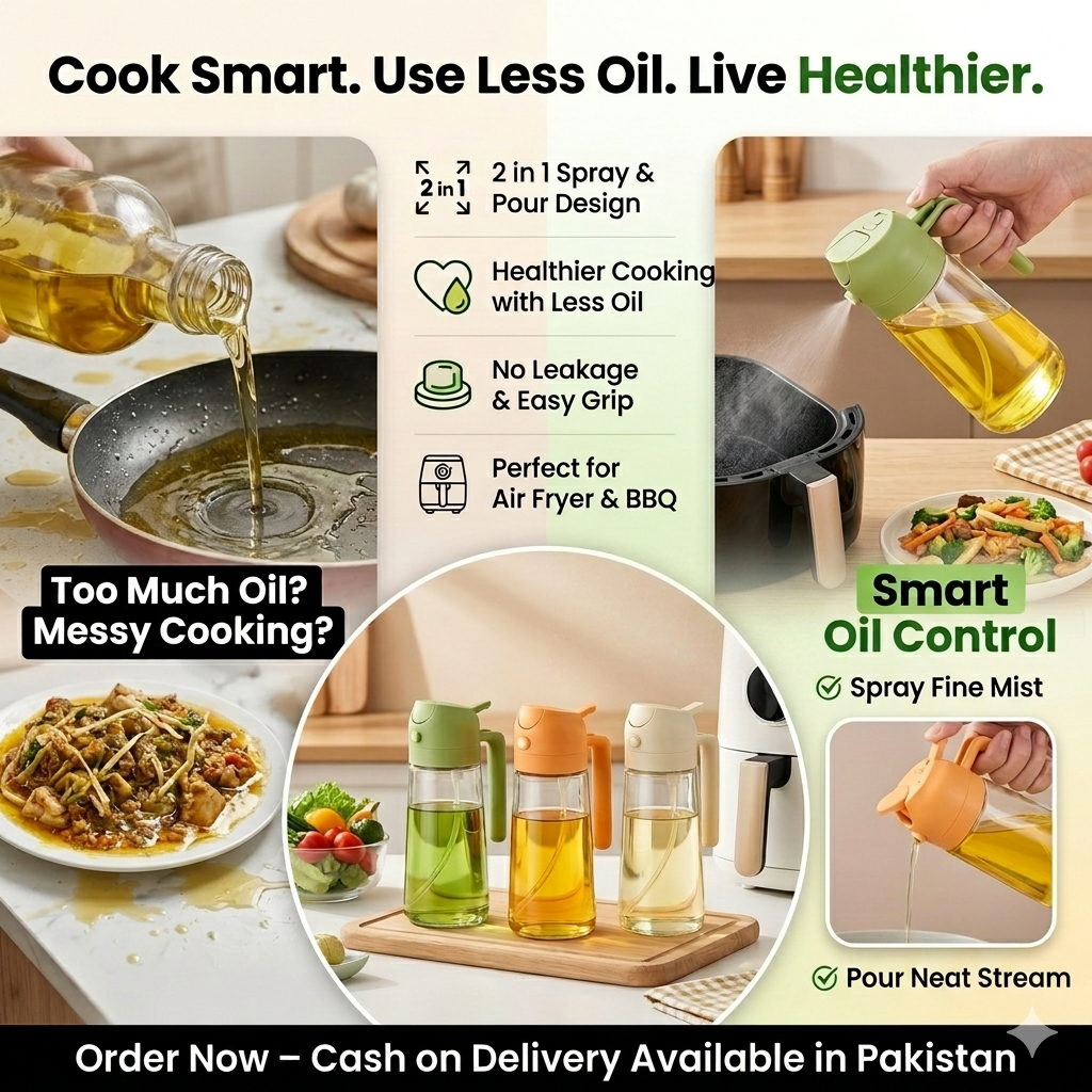 🫒✨ 2 In 1 Oil Spray Jug – 🛢️ Oil Dispenser & 🌿 Sprayer Bottle 🍳🔥