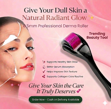 💆✨ Professional Derma Roller 0.5mm 🪒 540 Titanium Needles 🌟 | Beauty Care Tool for Smooth & Fresh Skin 💖