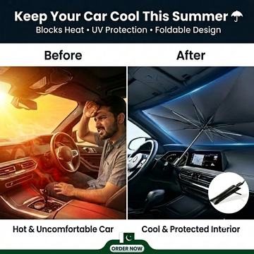 🌞🚘 Car Windshield Sun Shade Umbrella ☂️ Premium Foldable Heat & UV Protection Cover ❄️ | Protects Dashboard & Keeps Interior Cool ✨