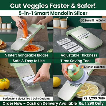 🥕🔪 5-in-1 Multi-Functional Vegetable Slicer & Grater – 🧑‍🍳 Adjustable Mandoline Cutter 🍅✨