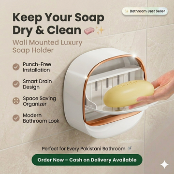 🚿🧼 Premium Wall Mounted Soap Box ✨Punch-Free Luxury Soap CaseEasy Cleaning & Water Drain Design 💧✨| Easy to Install – No Drilling Needed 🔧❌ | Random Colour 🌈