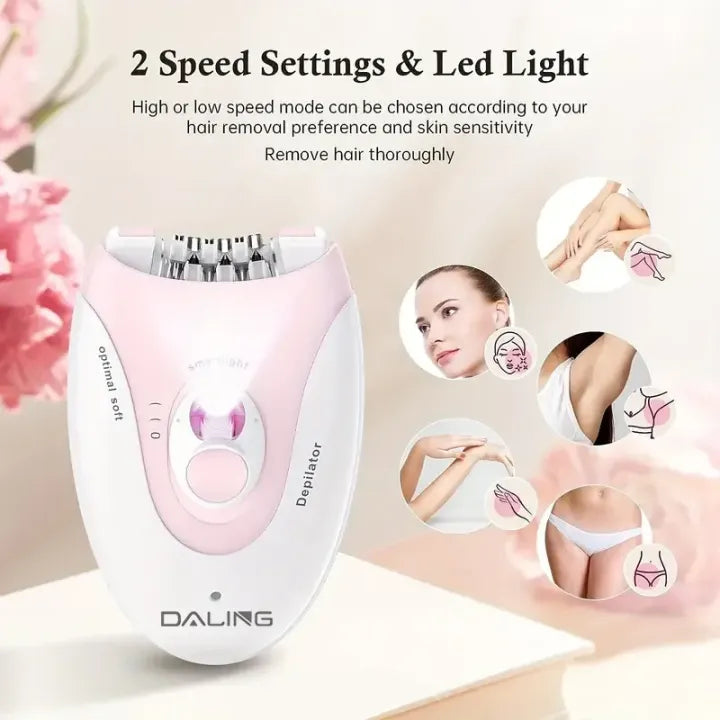 🪒💖 Daling DL-6032 Ladies Hair Removal Epilator ✨Painless Hair Removal Experience 🪒| Rechargeable & Easy To Use 🔋Perfect for Legs, Arms & Underarms 👌
