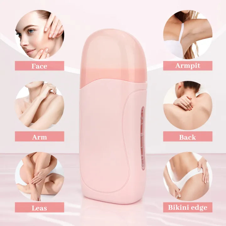 ✨💖 3-in-1 Depilatory Wax Heater Kit 🌸 Roll-On Hair Removal Set with Heater, Wax Refill & Strips 🪒 | Smooth Salon-Style Care at Home ✨