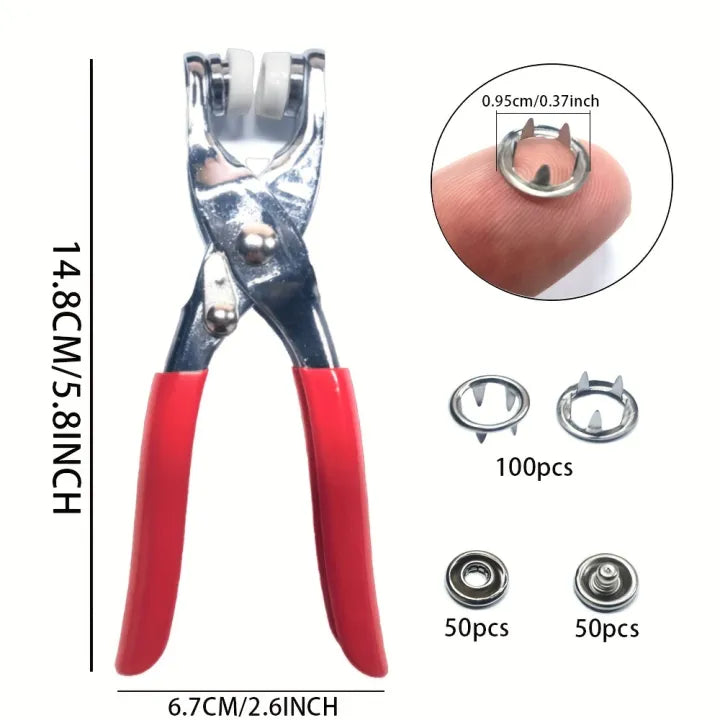 🔧✨ Hand Press Button Plier Set 50 Tich Snap Buttons Included 🧵 | DIY Press Tool with Lock for Easy Fixing