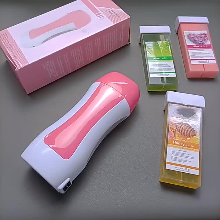 ✨💖 3-in-1 Depilatory Wax Heater Kit 🌸 Roll-On Hair Removal Set with Heater, Wax Refill & Strips 🪒 | Smooth Salon-Style Care at Home ✨