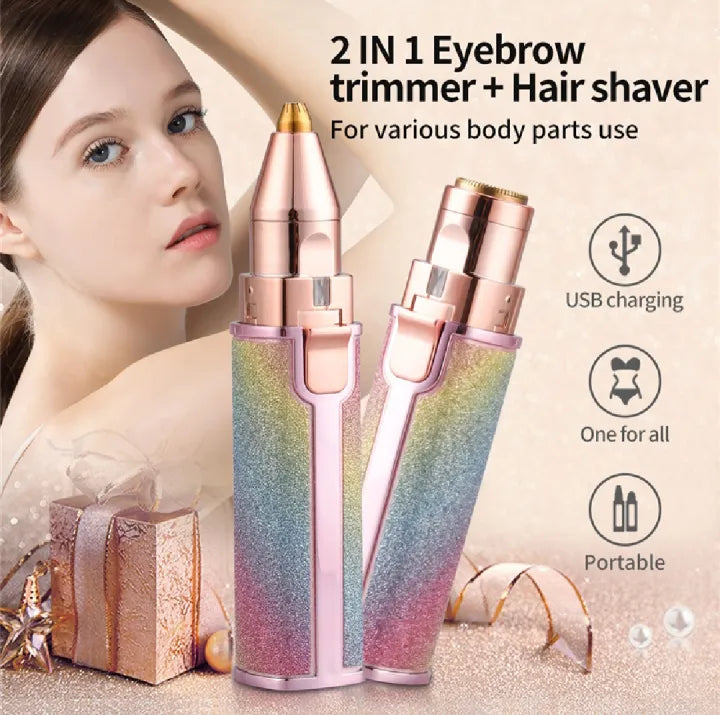 ✨💖 2-in-1 Eyebrow & Facial Hair Trimmer 🪒 Smooth & Painless Hair Removal 🌸 | Portable Beauty Grooming Tool 👝✨