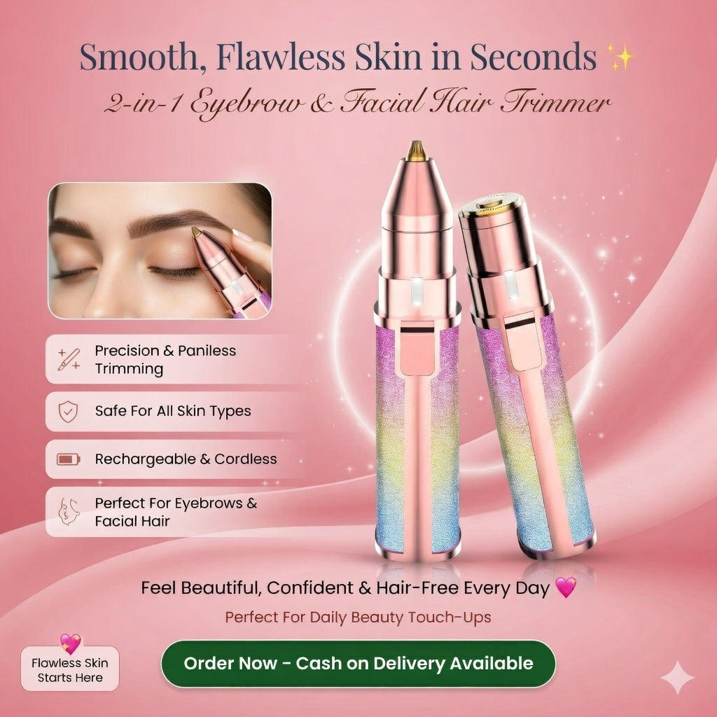 ✨💖 2-in-1 Eyebrow & Facial Hair Trimmer 🪒 Smooth & Painless Hair Removal 🌸 | Portable Beauty Grooming Tool 👝✨