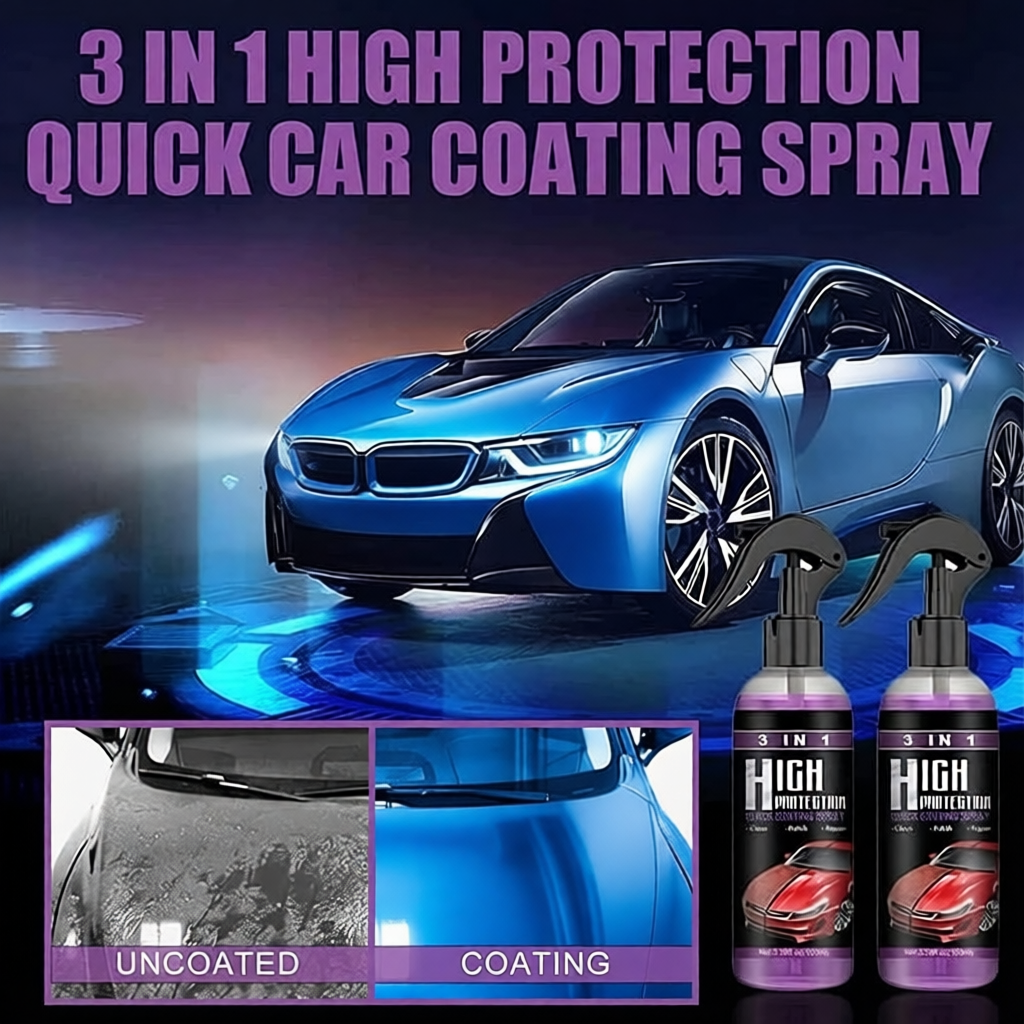 🚗✨ 3-in-1 High Protection Car Coating Spray 🛡️ Ceramic Crystal Coating Formula 💎 | Gives Long-Lasting Shine & Protection 🌟 | 100ml Bottle 🧴