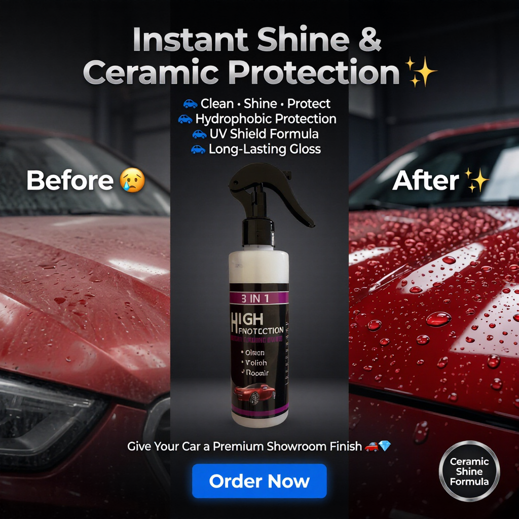 🚗✨ 3-in-1 High Protection Car Coating Spray 🛡️ Ceramic Crystal Coating Formula 💎 | Gives Long-Lasting Shine & Protection 🌟 | 100ml Bottle 🧴