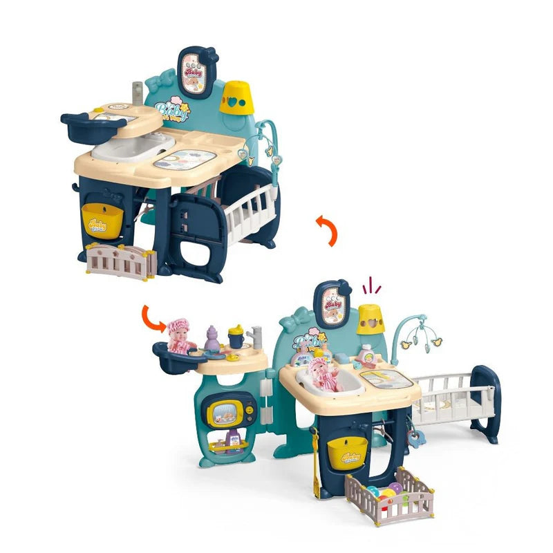 Baby Care Pretend Play Kit with Doll Nursing Accessories for Children