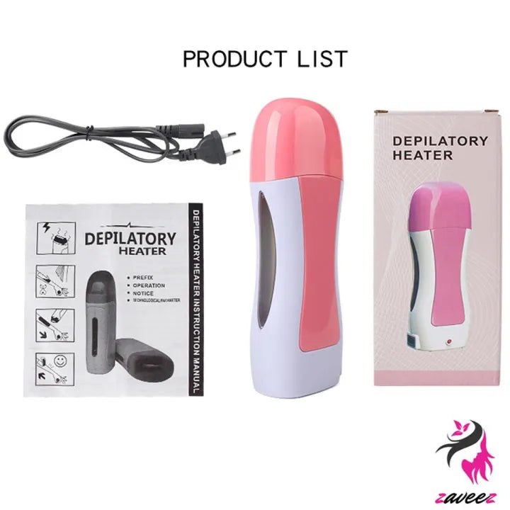 ✨💖 3-in-1 Depilatory Wax Heater Kit 🌸 Roll-On Hair Removal Set with Heater, Wax Refill & Strips 🪒 | Smooth Salon-Style Care at Home ✨