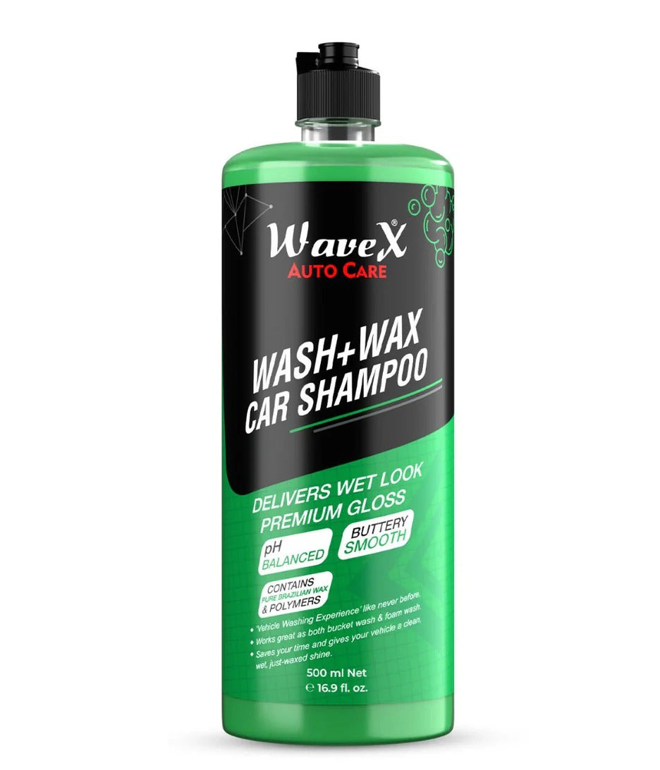 WaveX Auto Care | Wash + Wax Car Shampoo – 200ml | Delivers Wet Look &amp; Premium Gloss | Made in Pakistan